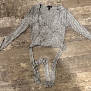 Forever 21 Heather Gray Wrap Crop Top